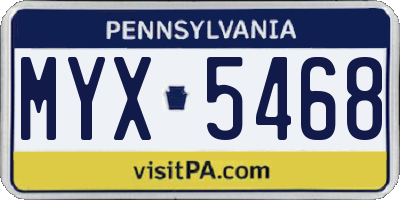 PA license plate MYX5468