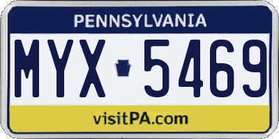 PA license plate MYX5469