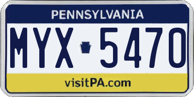 PA license plate MYX5470
