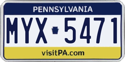 PA license plate MYX5471