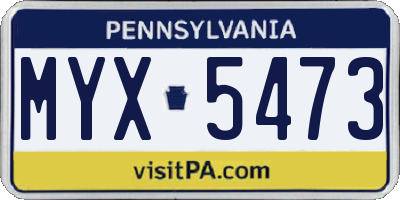 PA license plate MYX5473