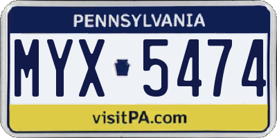 PA license plate MYX5474