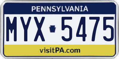PA license plate MYX5475