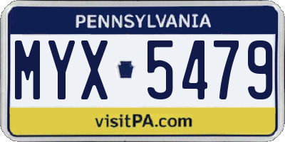 PA license plate MYX5479