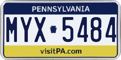 PA license plate MYX5484