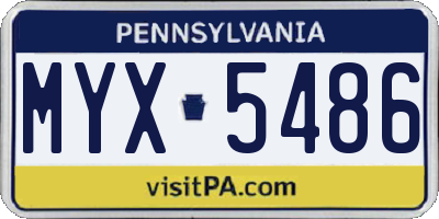 PA license plate MYX5486