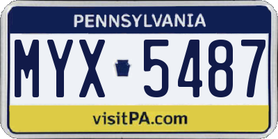PA license plate MYX5487