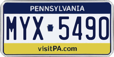 PA license plate MYX5490