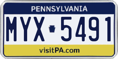 PA license plate MYX5491