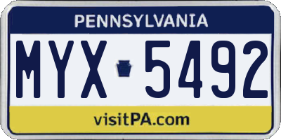 PA license plate MYX5492