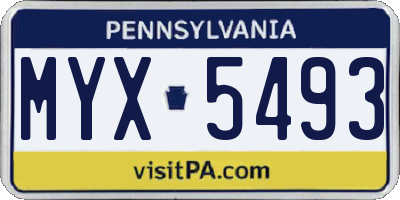 PA license plate MYX5493