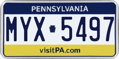 PA license plate MYX5497