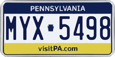 PA license plate MYX5498