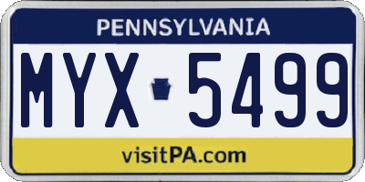 PA license plate MYX5499