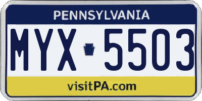 PA license plate MYX5503