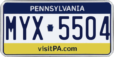 PA license plate MYX5504