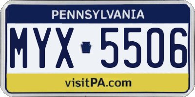 PA license plate MYX5506