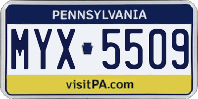 PA license plate MYX5509