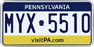 PA license plate MYX5510