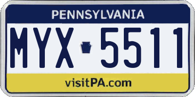 PA license plate MYX5511