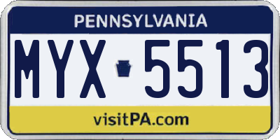 PA license plate MYX5513