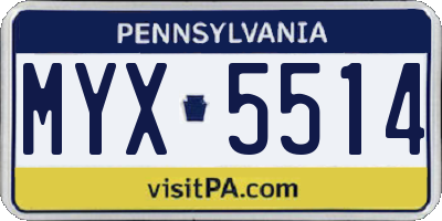 PA license plate MYX5514