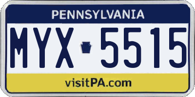 PA license plate MYX5515