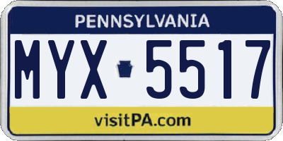PA license plate MYX5517