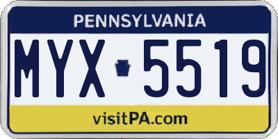 PA license plate MYX5519