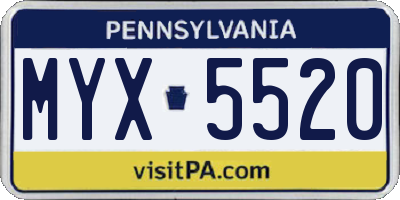 PA license plate MYX5520