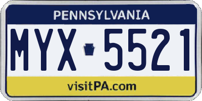 PA license plate MYX5521