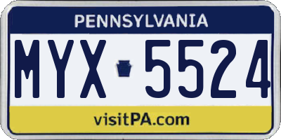 PA license plate MYX5524