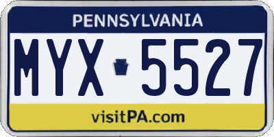 PA license plate MYX5527