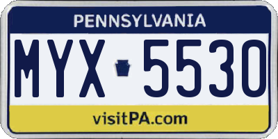 PA license plate MYX5530