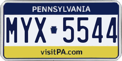 PA license plate MYX5544