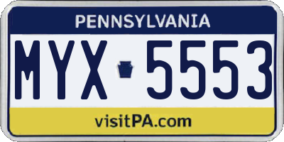 PA license plate MYX5553
