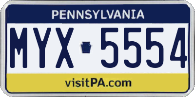 PA license plate MYX5554