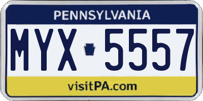 PA license plate MYX5557