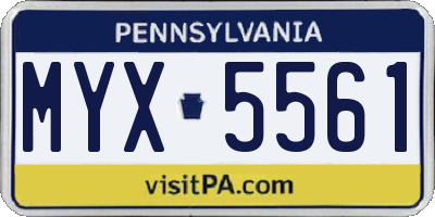 PA license plate MYX5561