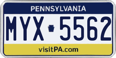 PA license plate MYX5562