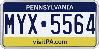 PA license plate MYX5564