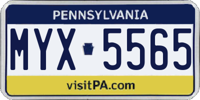 PA license plate MYX5565