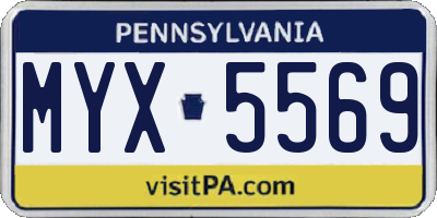 PA license plate MYX5569