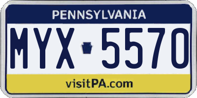 PA license plate MYX5570
