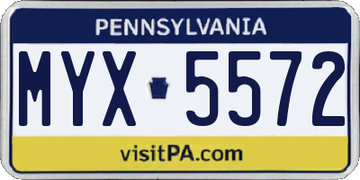 PA license plate MYX5572