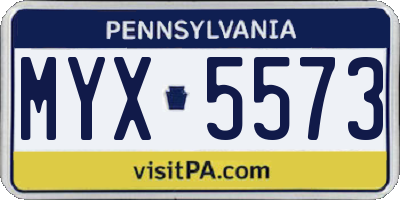 PA license plate MYX5573