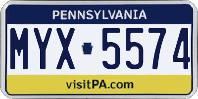 PA license plate MYX5574