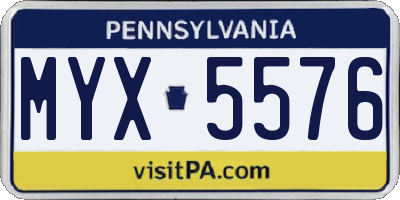 PA license plate MYX5576