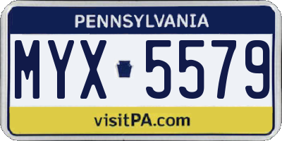 PA license plate MYX5579