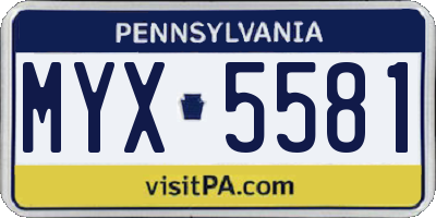 PA license plate MYX5581